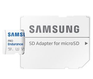 Memory Samsung 256 GB micro SD PRO Endurance, Adapter, Class10, Waterproof, Magnet-proof, Temperature-proof, X-ray-proof, Read 100 MB/s - Write 40 MB/s