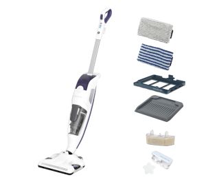 Mașină de curățat cu abur Rowenta RY7731WH, CLEAN&STEAM REVOLUTION GREY, tampoane din microfibră 1 „Toate podelele” și 1 „Hard Spot”, cartuș de filtrare a apei x2, cipuri de ulei esențial x10, Carpetglider