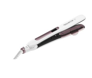 Преса Rowenta SF7510F0, Brush&Straight Premium Care, LCD display, 130 - 200 ° C, Replaceable Plates, Ionizer, Cover type: Cashmere Keratin, Warm-up time: 15 sec, White / Purple