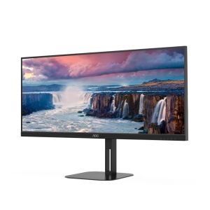 Monitor AOC U34V5C/BK, 34" VA WLED, 3440x1440@100Hz, 4ms GtG, 1ms MPRT, 300cd m/2, 4000:1, 20M:1 DCR, Adaptive Sync, FlickerFree, Low Blue Light, 5Wx2, Tilt, Height Adjust , Swivel, HDMI, DP, USB hub