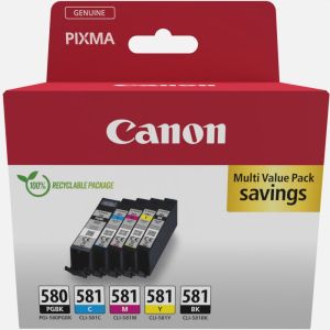 Consumabile Canon PGI-580/CLI-581 PBK/C/M/Y Pigment + Cartuș de cerneală pachet multiplu