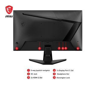 Монитор MSI G255F, 24.5", Rapid IPS, 180Hz, 1ms, 1920x1080 FHD, Anti-glare, Adaptive-sync, Night Vision, Frameless, Anti-Flicker, Less Blue Light, 300 nits, 1000:1, 100M:1, 1x Display Port (1.2a), 2x HDMI (2.0b), Headphone out, Tilt, FRAMELESS, 9S6-3BC01M