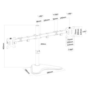 Stand Neomounts by NewStar Flat Screen Desk Mount (stand) for 2 Monitor Screens