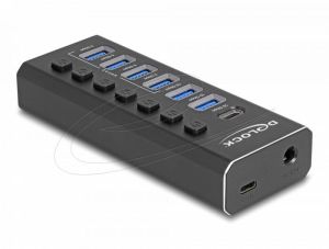 Delock USB Хъб, 7 портa, 10 Gbps, 6 x USB-A, 1 x USB-C