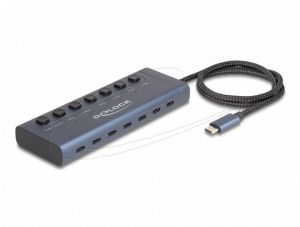 Delock USB Хъб, 7 x USB Type-C, 5 Gbps, 6 x Data USB-C, 1 x PD 20W