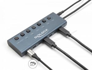 Delock USB Хъб, 7 x USB Type-C, 5 Gbps, 6 x Data USB-C, 1 x PD 20W