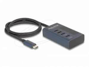 Delock USB Хъб, 4 порта, 10 Gbps, 3 x Data USB-C, 1 x PD 20W